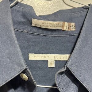 Perry Ellis Slate Blue Linen Shirt